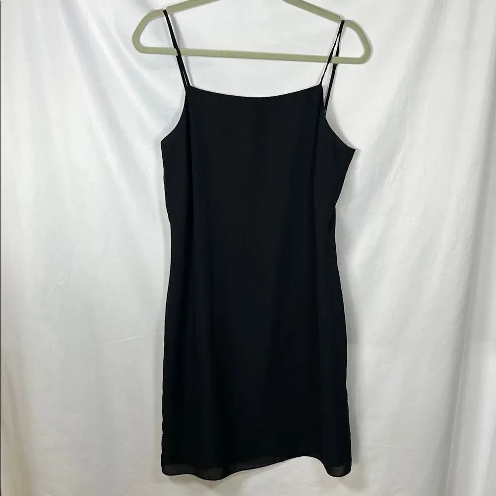 The Limited Black Mini Dress with Spaghetti Straps beaded Y2K 10